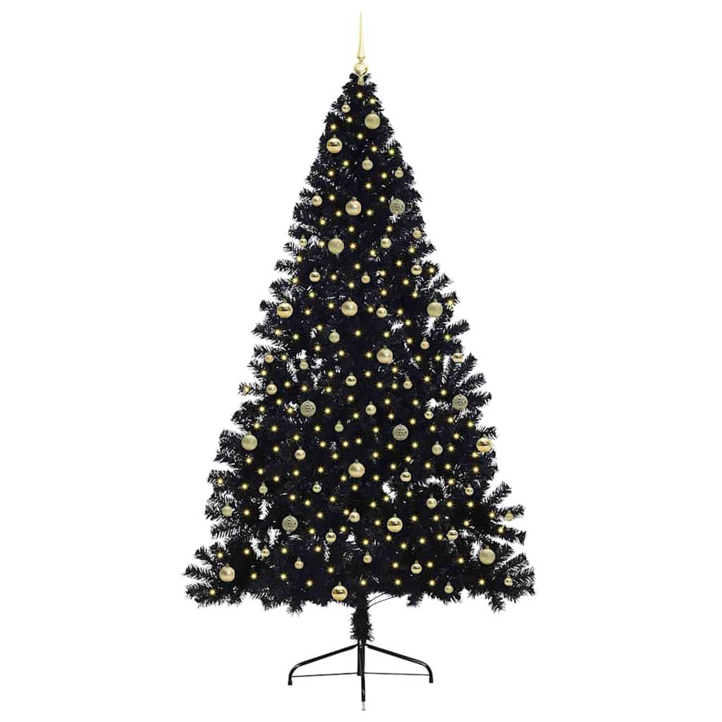 vidaXL Artificial Pre-lit Christmas Tree Black 240 cm PVC