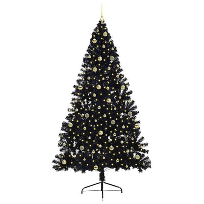 vidaXL Artificial Pre-lit Christmas Tree Black 240 cm PVC