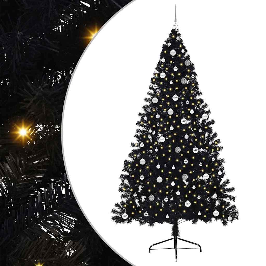vidaXL Artificial Pre-lit Christmas Tree Black 240 cm PVC
