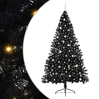 vidaXL Artificial Pre-lit Christmas Tree Black 240 cm PVC