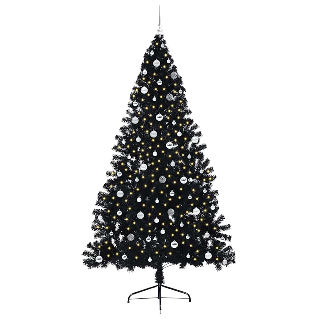 vidaXL Artificial Pre-lit Christmas Tree Black 240 cm PVC