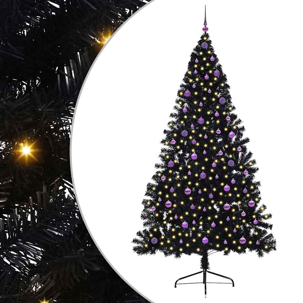 vidaXL Artificial Pre-lit Christmas Tree Black 240 cm PVC