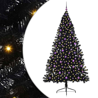 vidaXL Artificial Pre-lit Christmas Tree Black 240 cm PVC