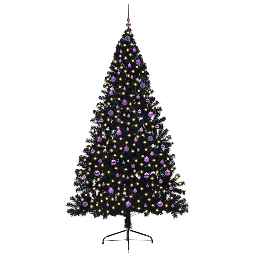 vidaXL Artificial Pre-lit Christmas Tree Black 240 cm PVC