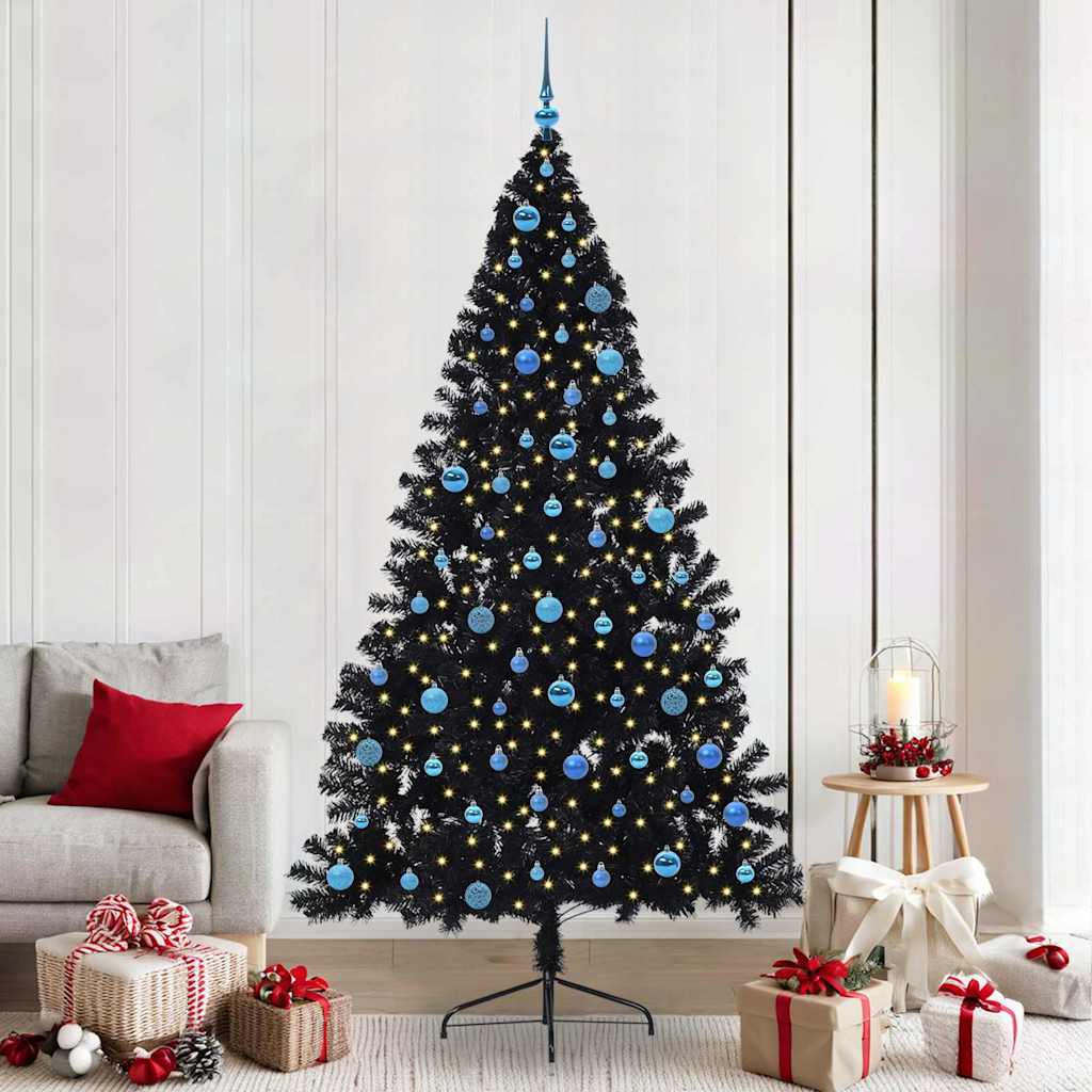 vidaXL Artificial Pre-lit Christmas Tree Black 240 cm PVC