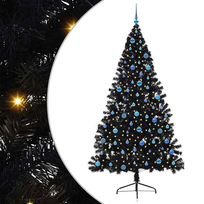 vidaXL Artificial Pre-lit Christmas Tree Black 240 cm PVC