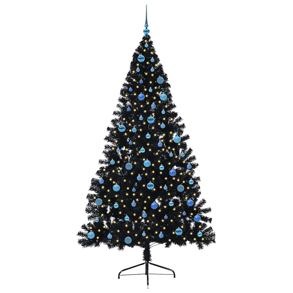 vidaXL Artificial Pre-lit Christmas Tree Black 240 cm PVC