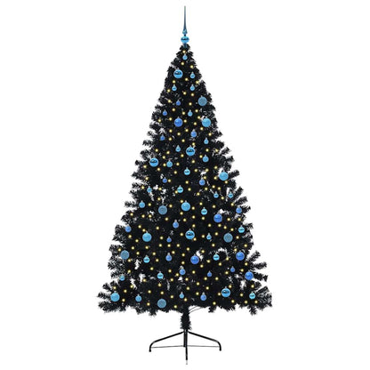 vidaXL Artificial Pre-lit Christmas Tree Black 240 cm PVC