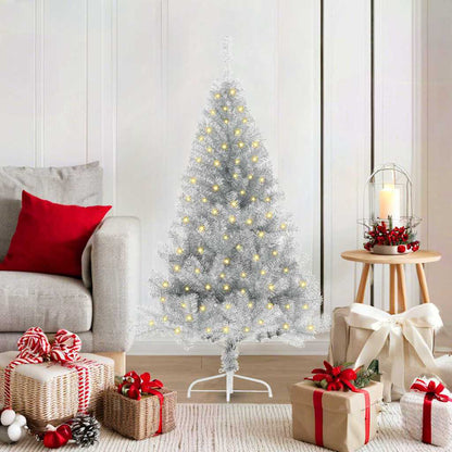 vidaXL Artificial Pre-lit Christmas Tree Silver 120 cm PET