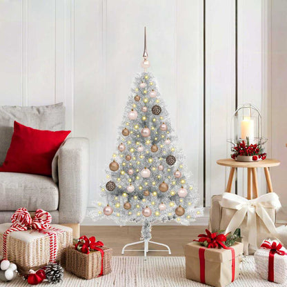 vidaXL Artificial Pre-lit Christmas Tree Silver 120 cm PET