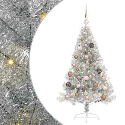 vidaXL Artificial Pre-lit Christmas Tree Silver 120 cm PET