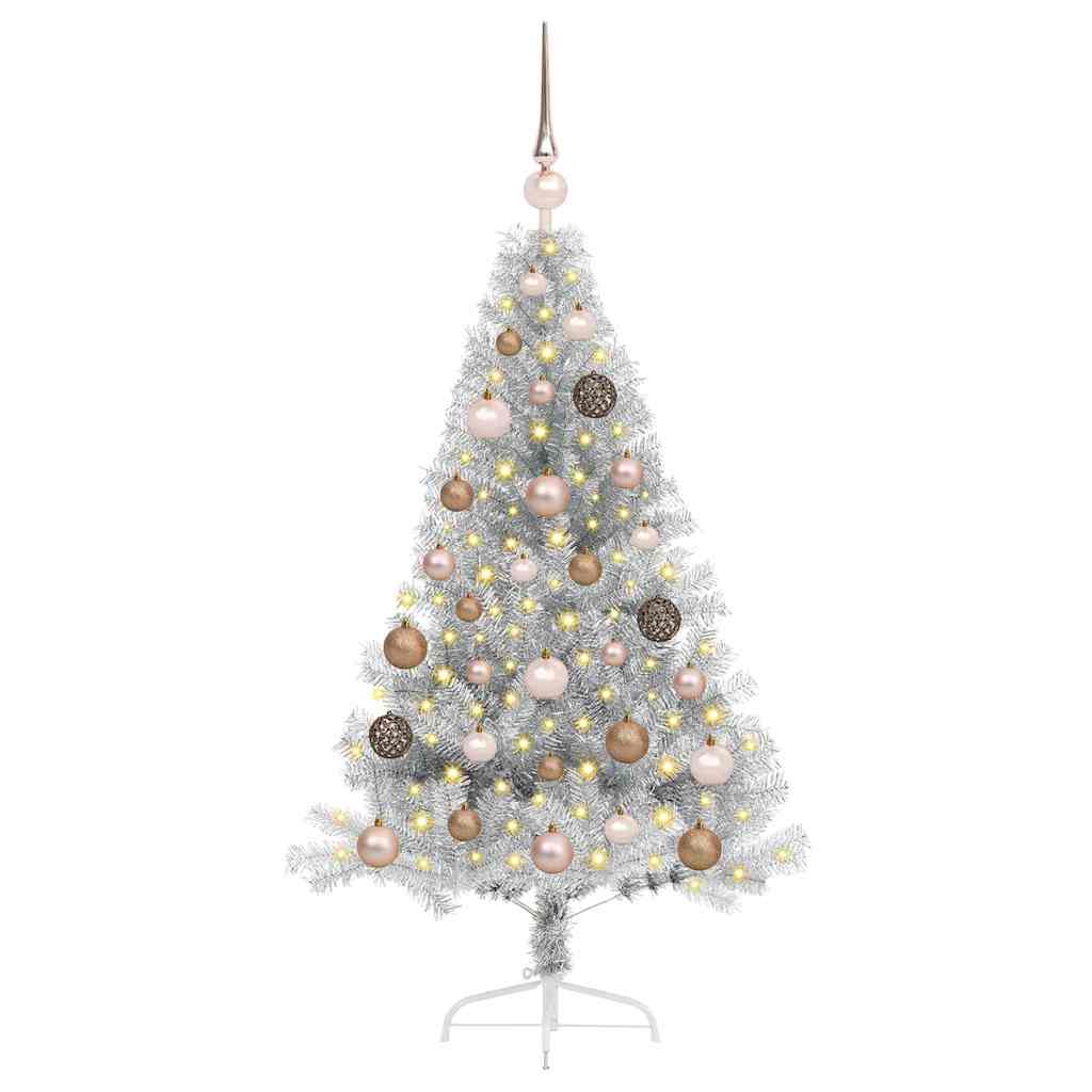 vidaXL Artificial Pre-lit Christmas Tree Silver 120 cm PET