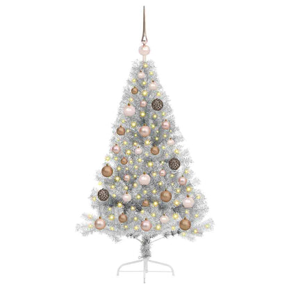 vidaXL Artificial Pre-lit Christmas Tree Silver 120 cm PET