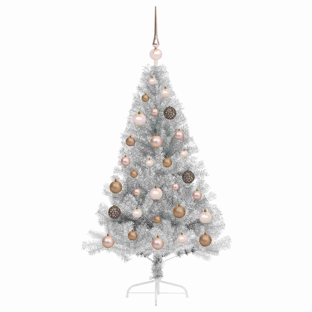 vidaXL Artificial Pre-lit Christmas Tree Silver 120 cm PET
