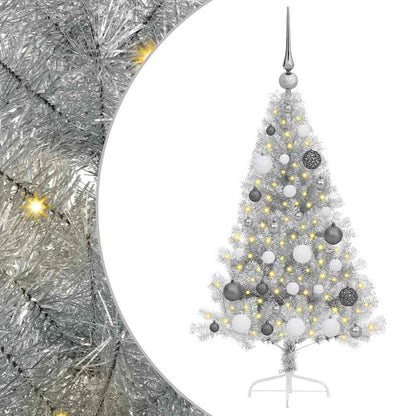 vidaXL Artificial Pre-lit Christmas Tree Silver 120 cm PET
