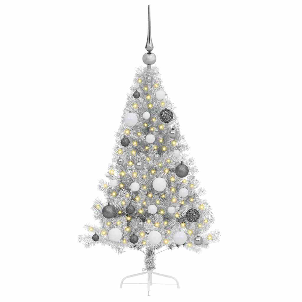 vidaXL Artificial Pre-lit Christmas Tree Silver 120 cm PET