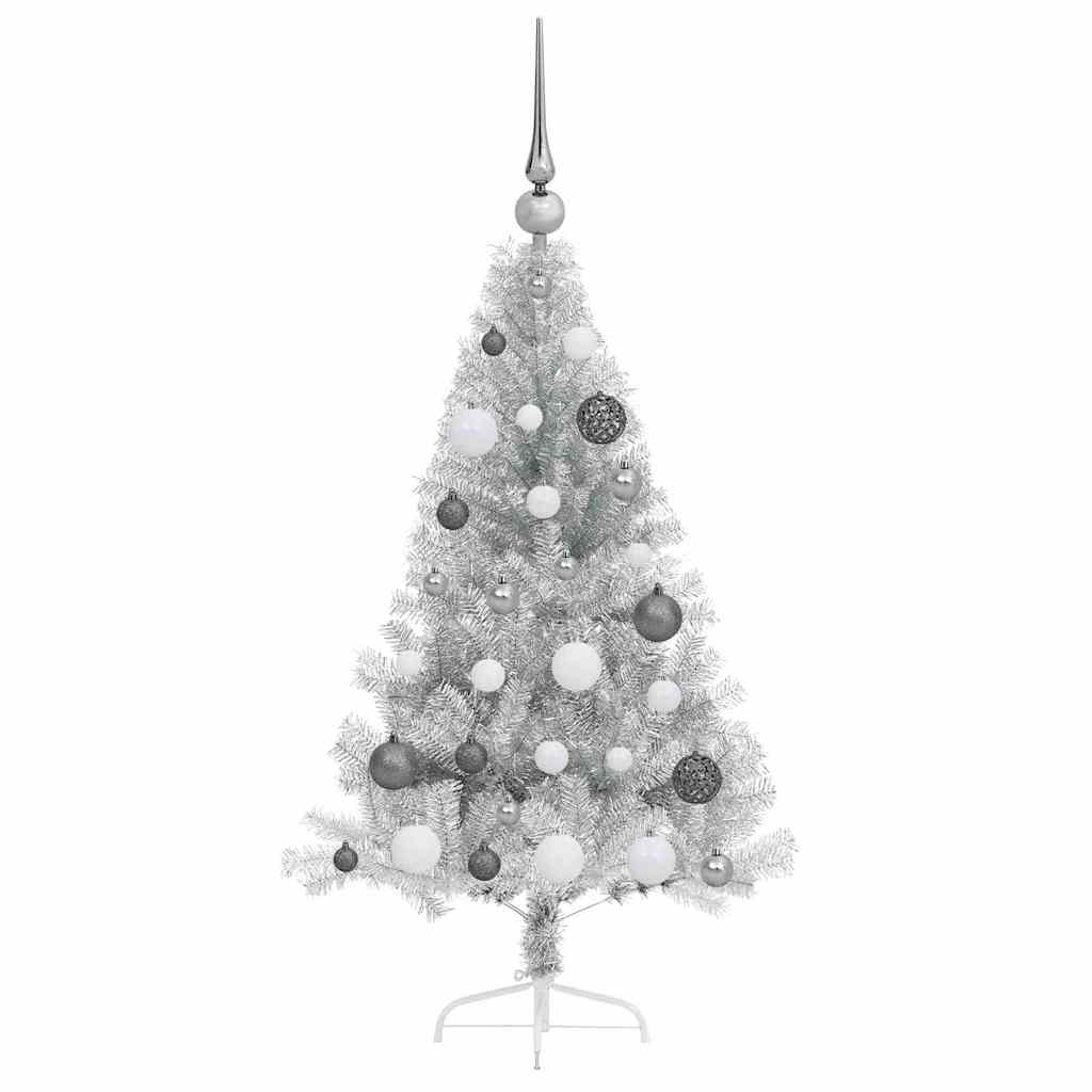 vidaXL Artificial Pre-lit Christmas Tree Silver 120 cm PET