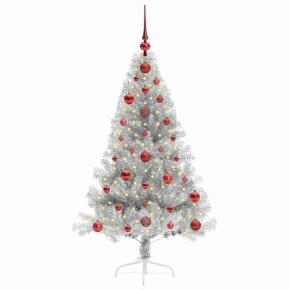 vidaXL Artificial Pre-lit Christmas Tree Silver 120 cm PET