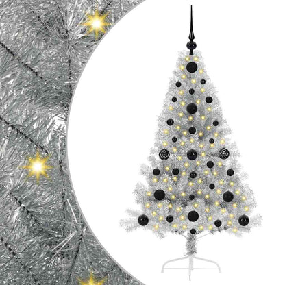 vidaXL Artificial Pre-lit Christmas Tree Silver 120 cm PET
