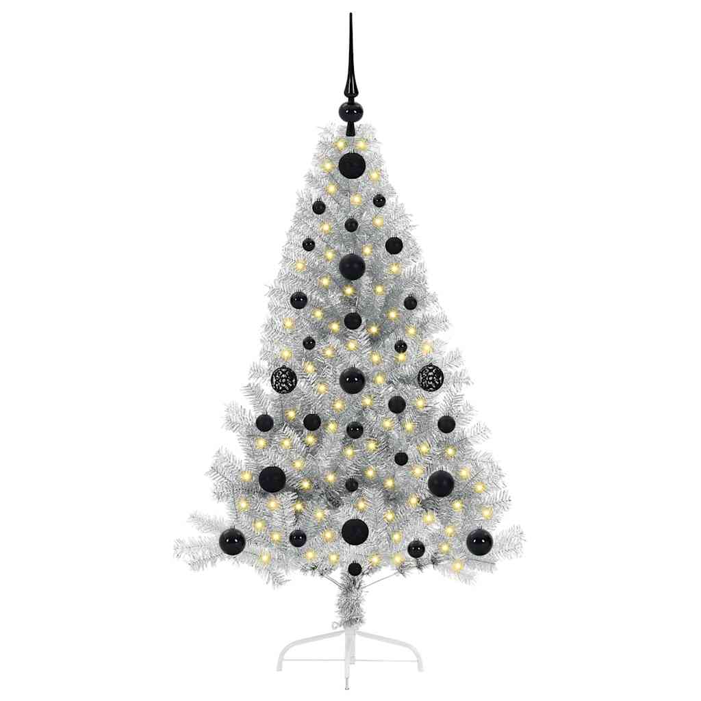 vidaXL Artificial Pre-lit Christmas Tree Silver 120 cm PET