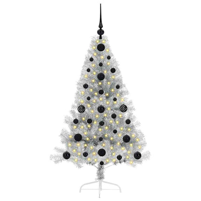 vidaXL Artificial Pre-lit Christmas Tree Silver 120 cm PET