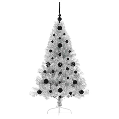 vidaXL Artificial Pre-lit Christmas Tree Silver 120 cm PET