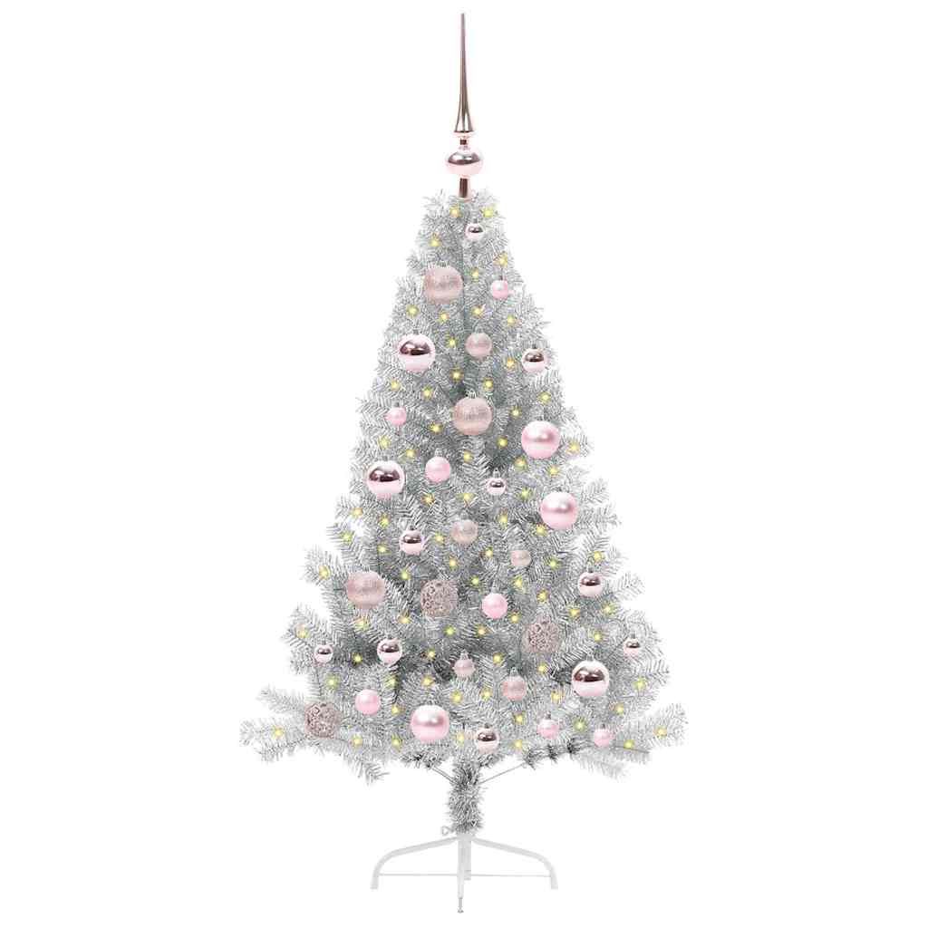 vidaXL Artificial Pre-lit Christmas Tree Silver 120 cm PET