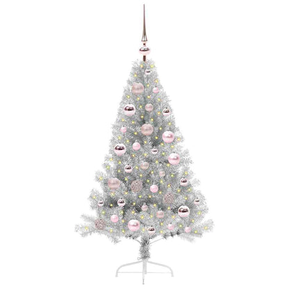 vidaXL Artificial Pre-lit Christmas Tree Silver 120 cm PET