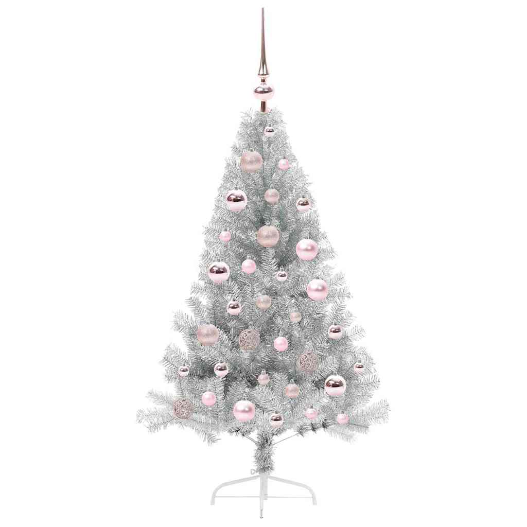 vidaXL Artificial Pre-lit Christmas Tree Silver 120 cm PET