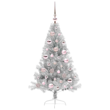 vidaXL Artificial Pre-lit Christmas Tree Silver 120 cm PET