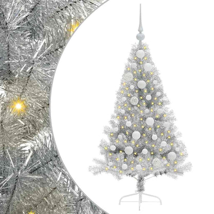 vidaXL Artificial Pre-lit Christmas Tree Silver 120 cm PET