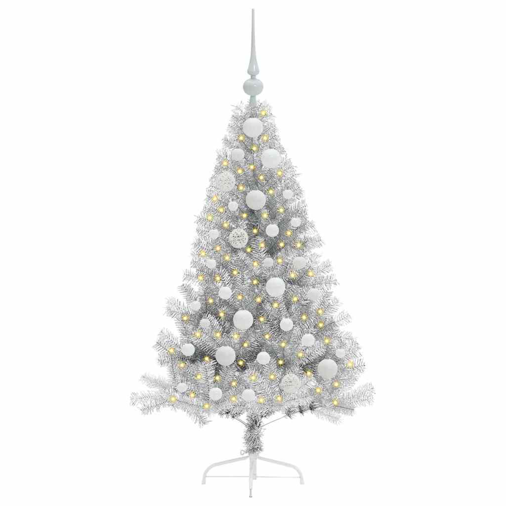 vidaXL Artificial Pre-lit Christmas Tree Silver 120 cm PET