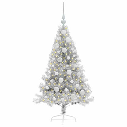 vidaXL Artificial Pre-lit Christmas Tree Silver 120 cm PET