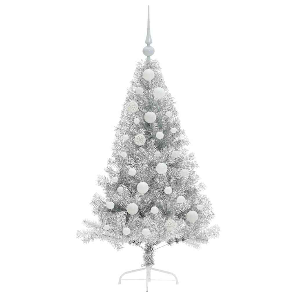 vidaXL Artificial Pre-lit Christmas Tree Silver 120 cm PET