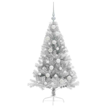 vidaXL Artificial Pre-lit Christmas Tree Silver 120 cm PET