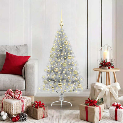 vidaXL Artificial Pre-lit Christmas Tree Silver 120 cm PET