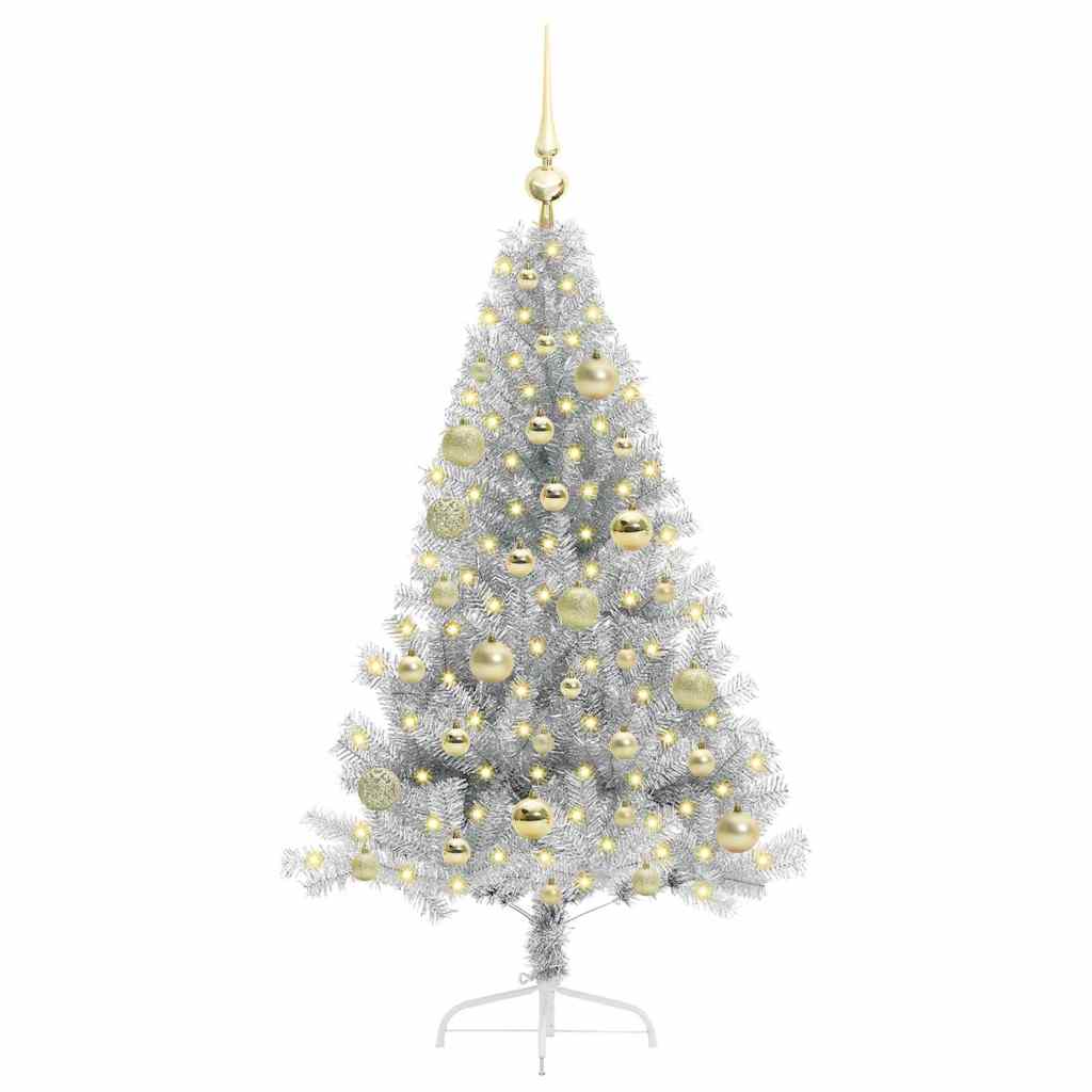 vidaXL Artificial Pre-lit Christmas Tree Silver 120 cm PET