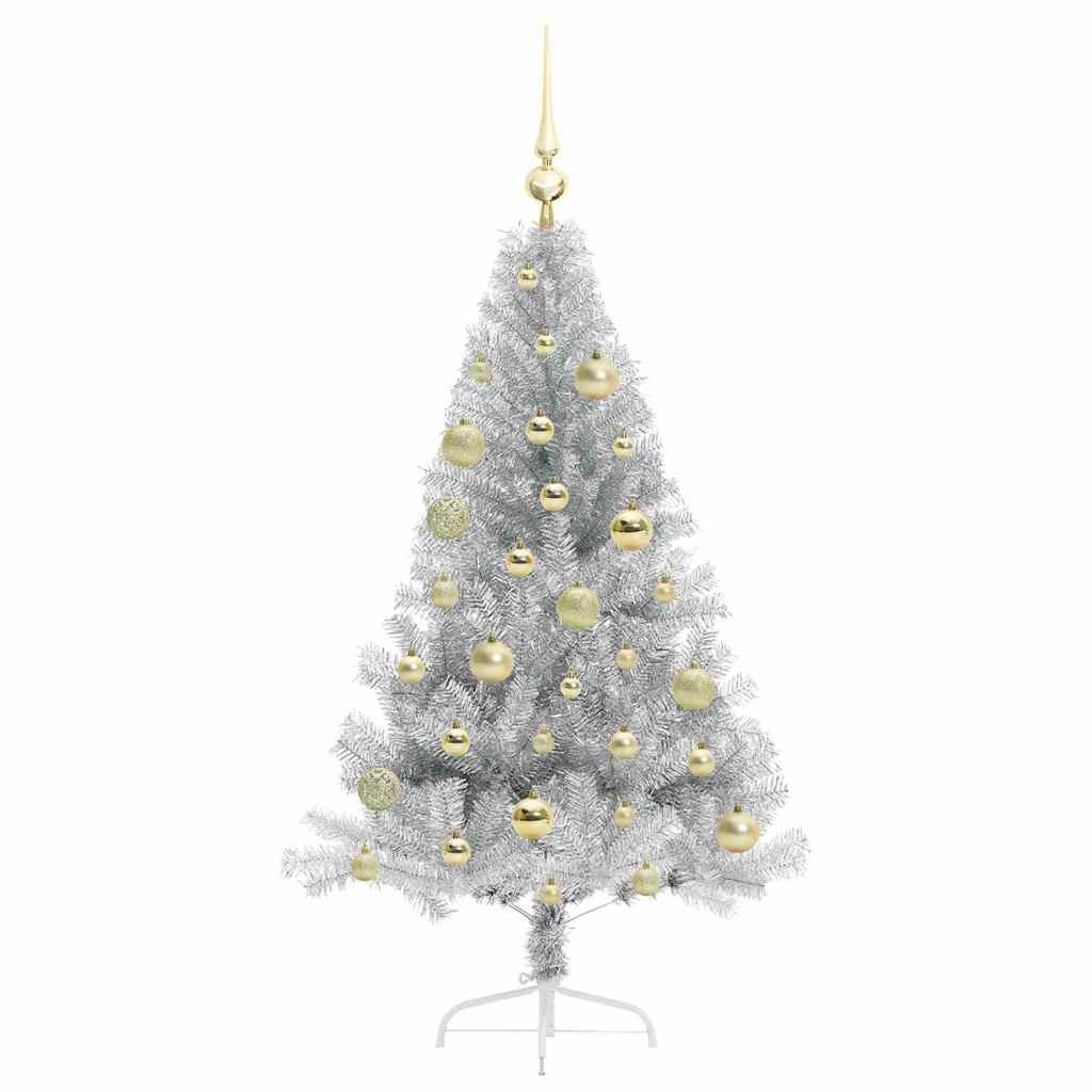 vidaXL Artificial Pre-lit Christmas Tree Silver 120 cm PET