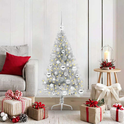 vidaXL Artificial Pre-lit Christmas Tree Silver 120 cm PET