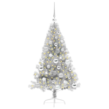 vidaXL Artificial Pre-lit Christmas Tree Silver 120 cm PET