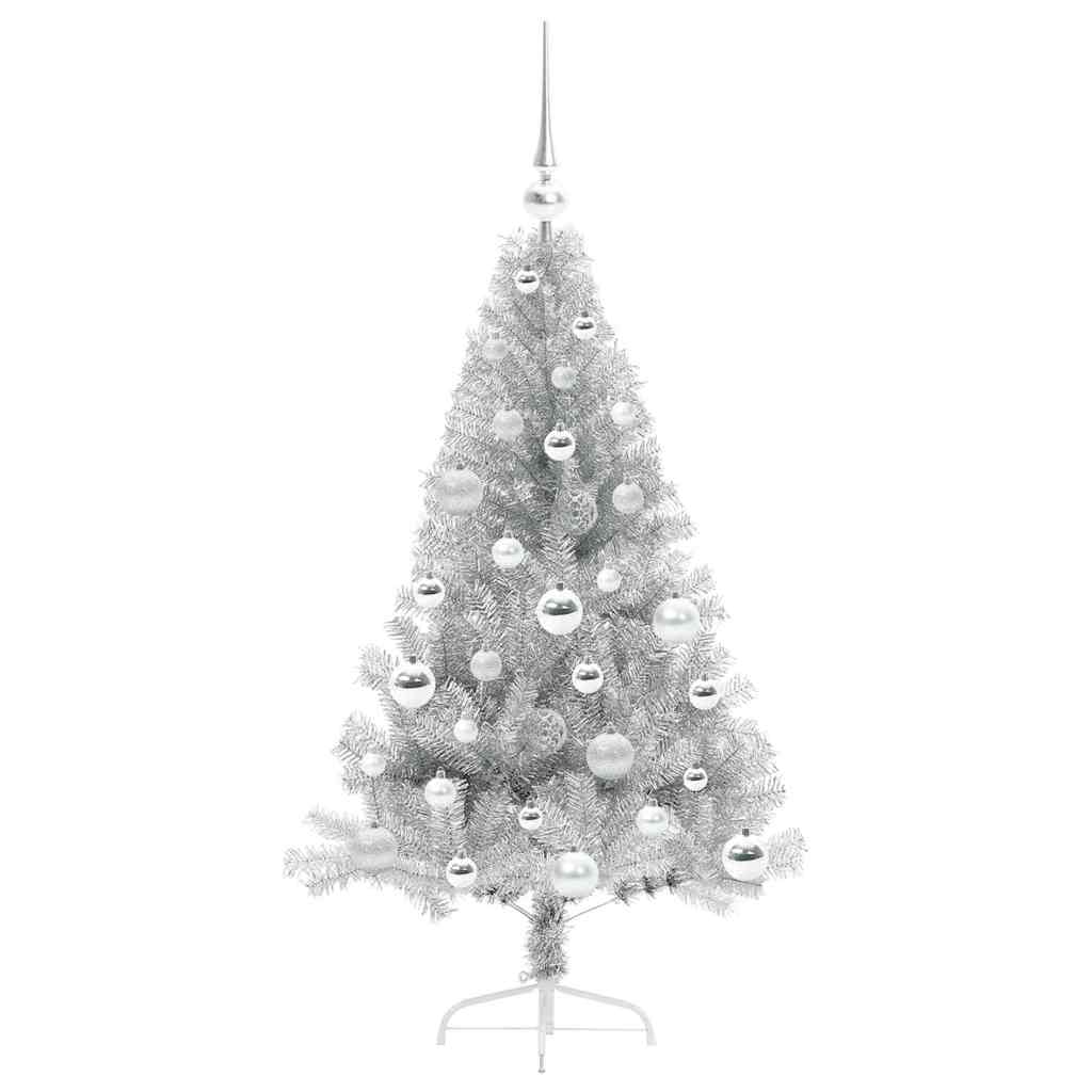 vidaXL Artificial Pre-lit Christmas Tree Silver 120 cm PET