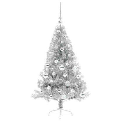 vidaXL Artificial Pre-lit Christmas Tree Silver 120 cm PET