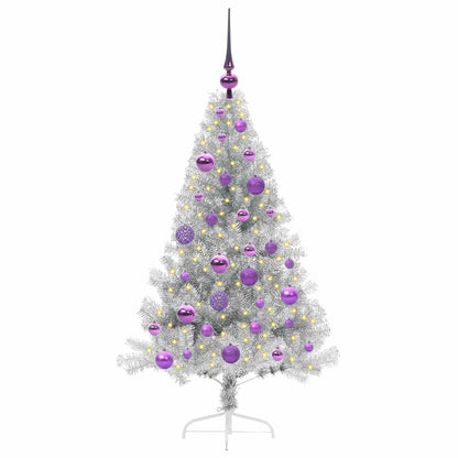 vidaXL Artificial Pre-lit Christmas Tree Silver 120 cm PET