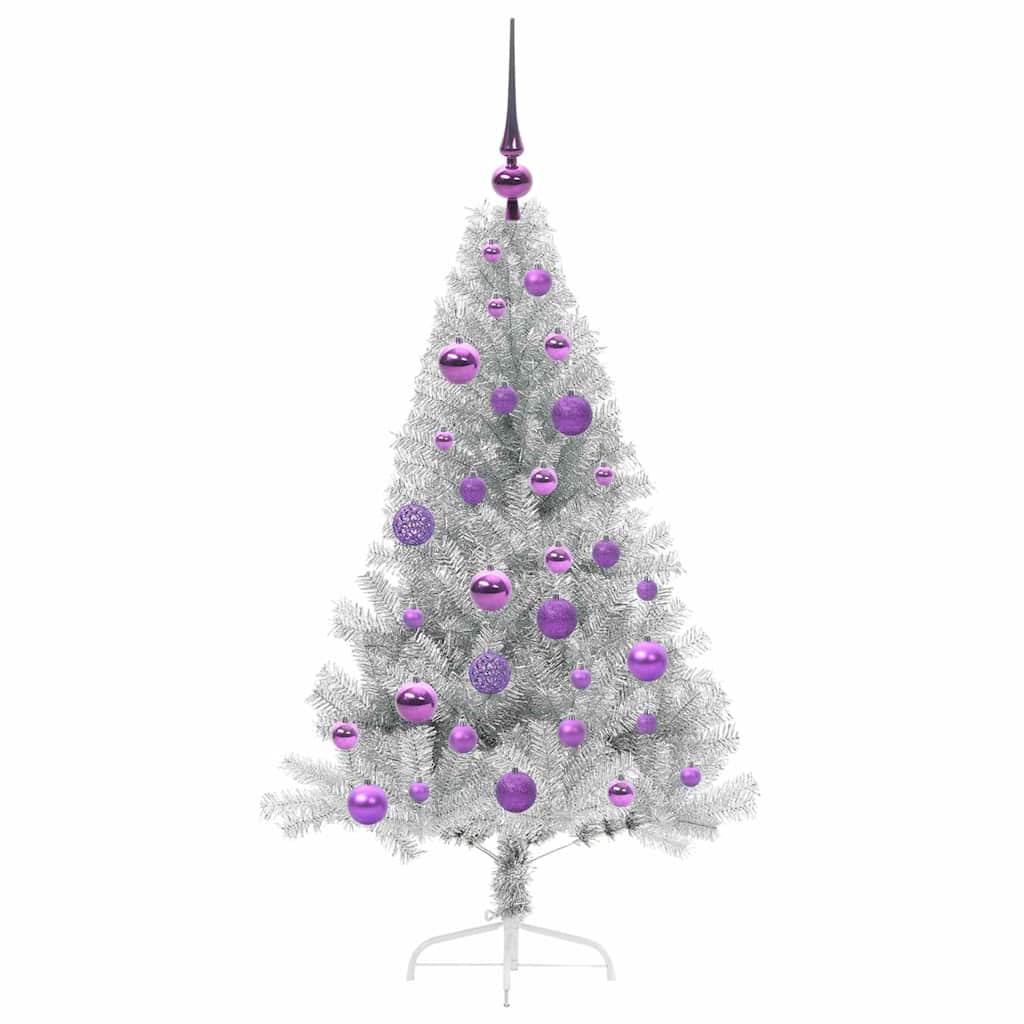 vidaXL Artificial Pre-lit Christmas Tree Silver 120 cm PET