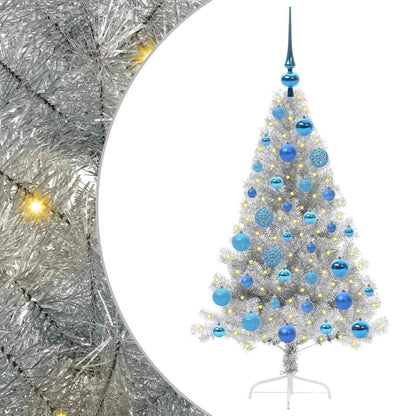 vidaXL Artificial Pre-lit Christmas Tree Silver 120 cm PET