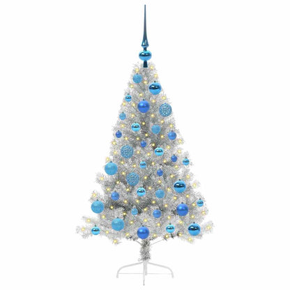 vidaXL Artificial Pre-lit Christmas Tree Silver 120 cm PET
