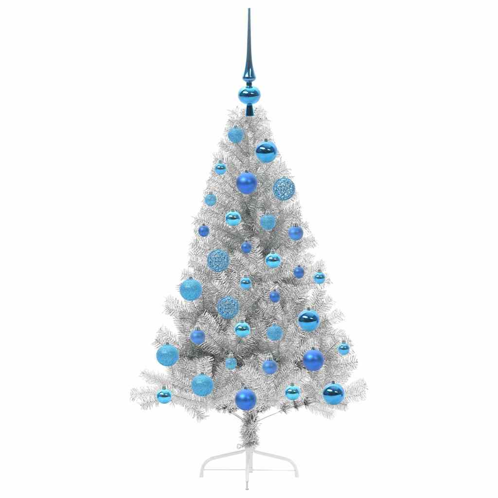 vidaXL Artificial Pre-lit Christmas Tree Silver 120 cm PET