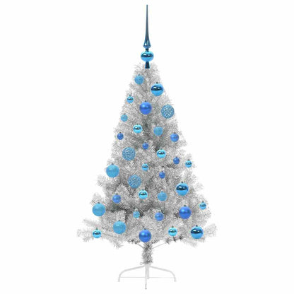 vidaXL Artificial Pre-lit Christmas Tree Silver 120 cm PET