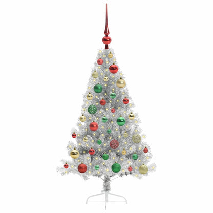 vidaXL Artificial Pre-lit Christmas Tree Silver 120 cm PET