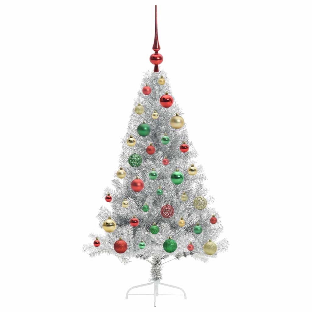 vidaXL Artificial Pre-lit Christmas Tree Silver 120 cm PET